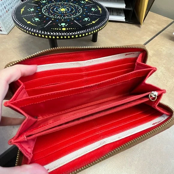 Coach Red and Cream Polka Dot Vintage Wallet EUC - Picture 6 of 12